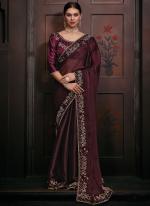 Burberry Wine Festival Wear Zircon Work Saree